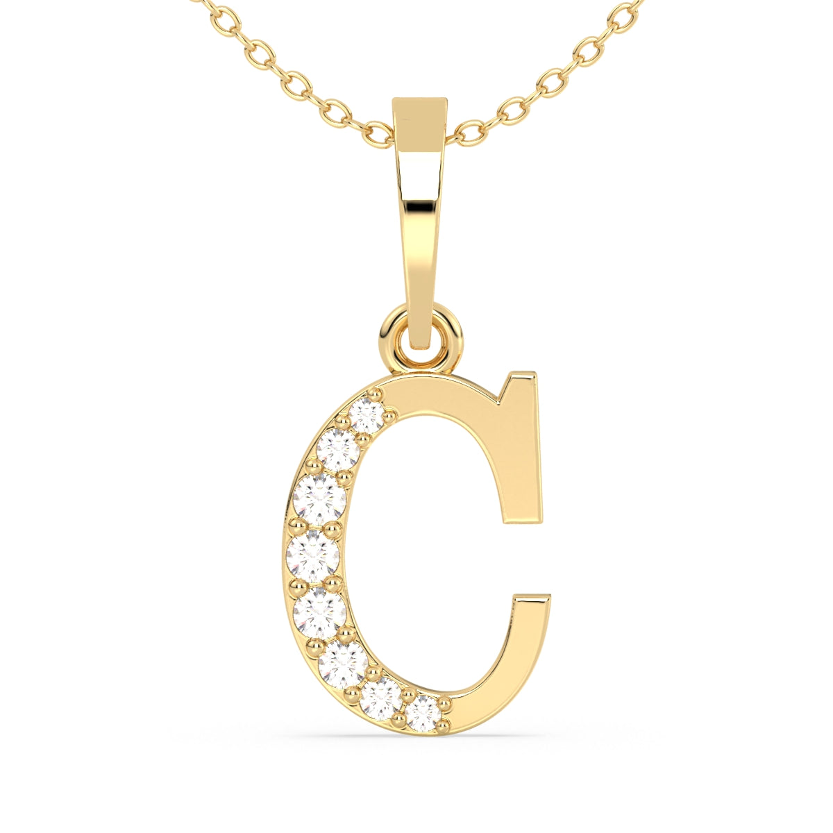 THEA LETTER 'C' DIAMOND PENDANT, GOLD