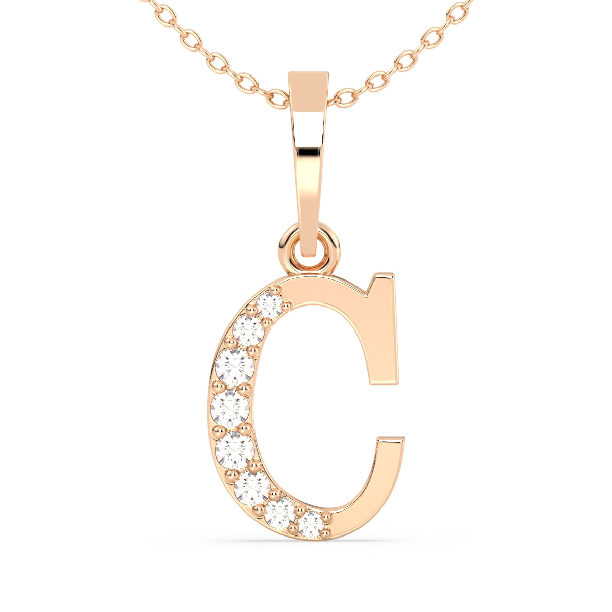 THEA LETTER 'C' DIAMOND PENDANT, GOLD