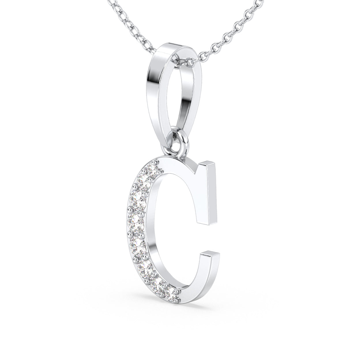 THEA LETTER 'C' DIAMOND PENDANT, GOLD