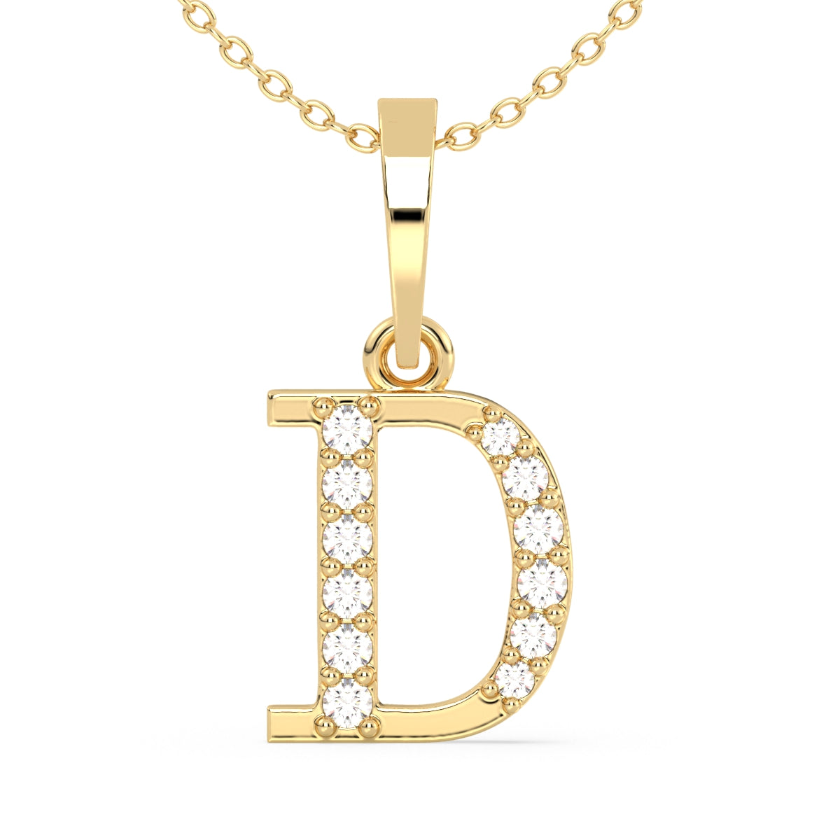 THEA LETTER 'D' DIAMOND PENDANT, GOLD