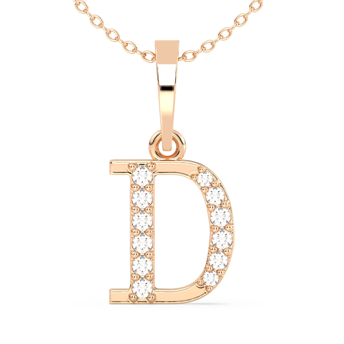 THEA LETTER 'D' DIAMOND PENDANT, GOLD