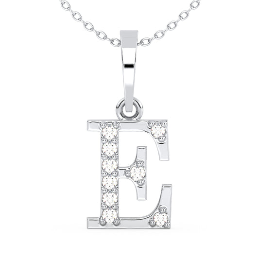 THEA LETTER 'E' DIAMOND PENDANT, GOLD