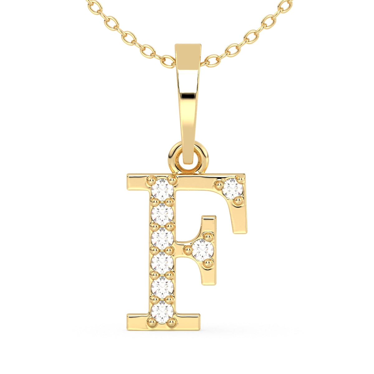 THEA LETTER 'F' DIAMOND PENDANT, GOLD