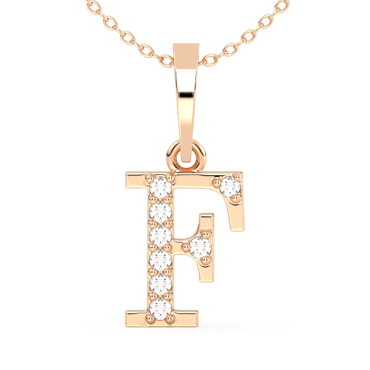 THEA LETTER 'F' DIAMOND PENDANT, GOLD