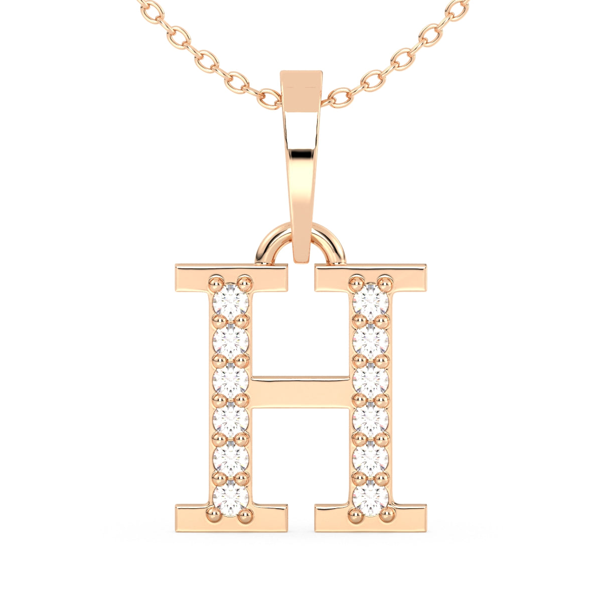 THEA LETTER 'H' DIAMOND PENDANT, GOLD