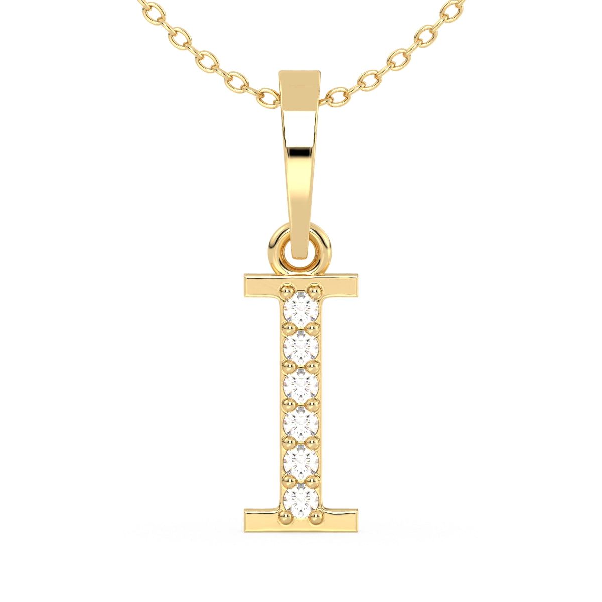 THEA LETTER 'I' DIAMOND PENDANT, GOLD