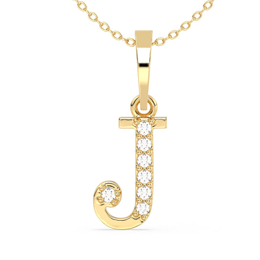 THEA LETTER 'J' DIAMOND PENDANT, GOLD