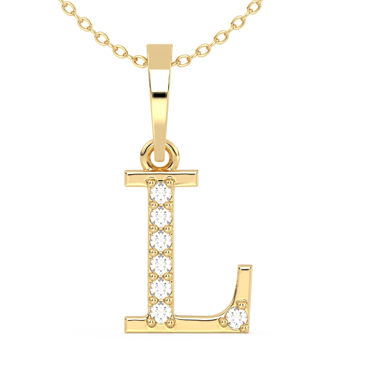 THEA LETTER 'L' DIAMOND PENDANT, GOLD