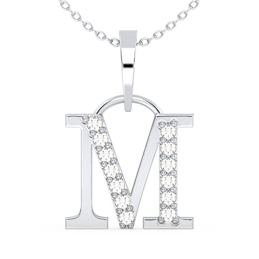 THEA LETTER 'M' DIAMOND PENDANT, GOLD