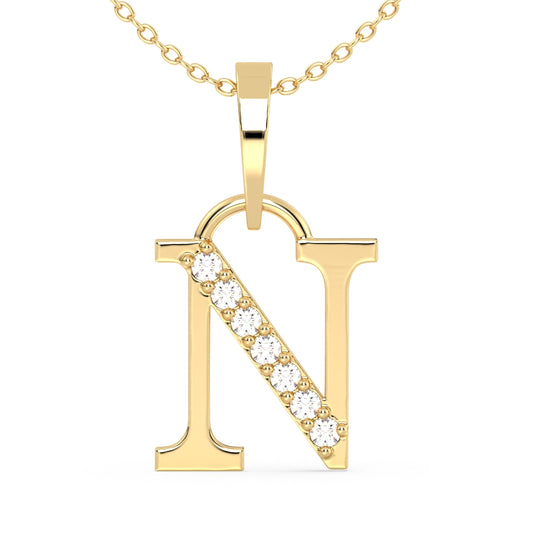 THEA LETTER 'N' DIAMOND PENDANT, GOLD