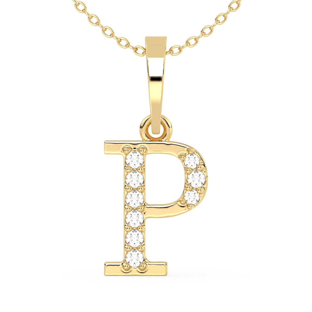 THEA LETTER 'P' DIAMOND PENDANT, GOLD