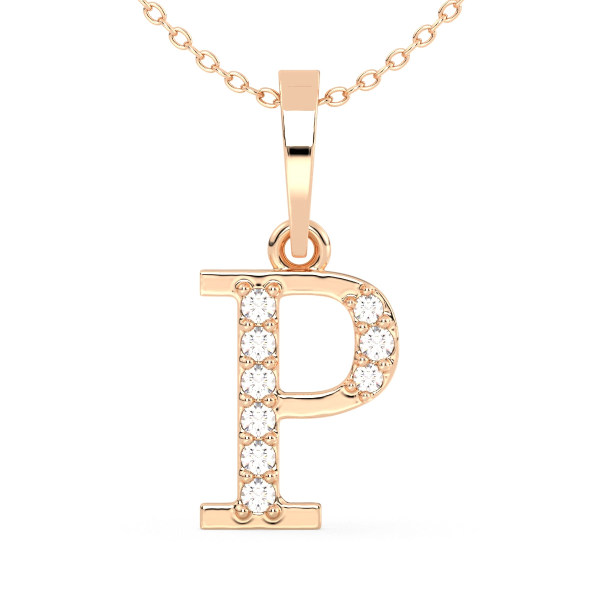 THEA LETTER 'P' DIAMOND PENDANT, GOLD