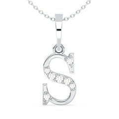 THEA LETTER 'S' LAB GROWN DIAMOND ALPHABET PENDANT, GOLD