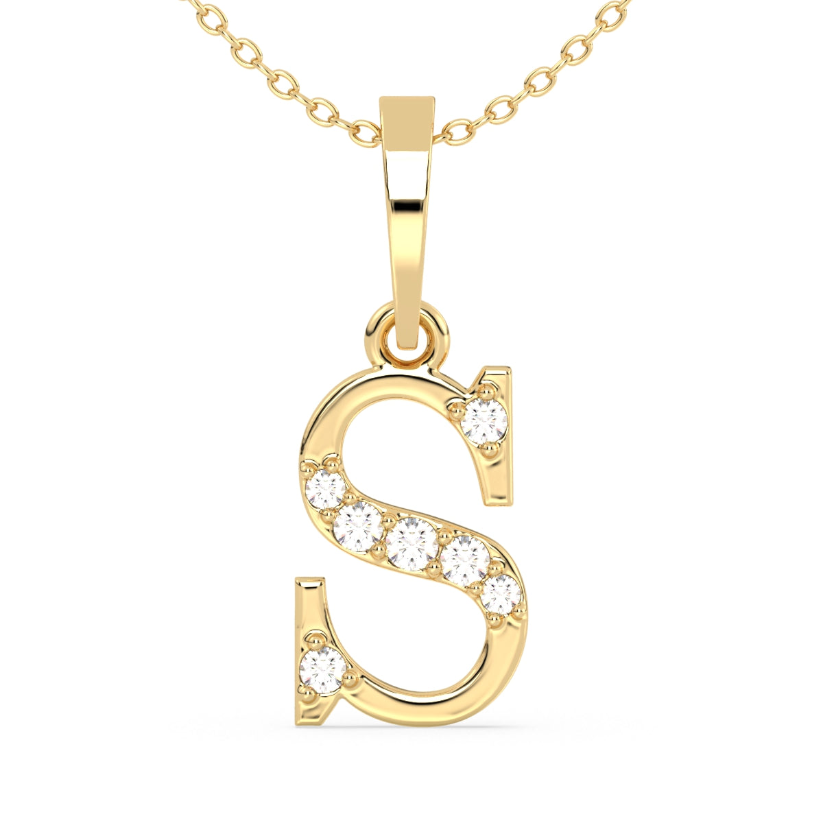 THEA LETTER 'S' DIAMOND PENDANT, GOLD