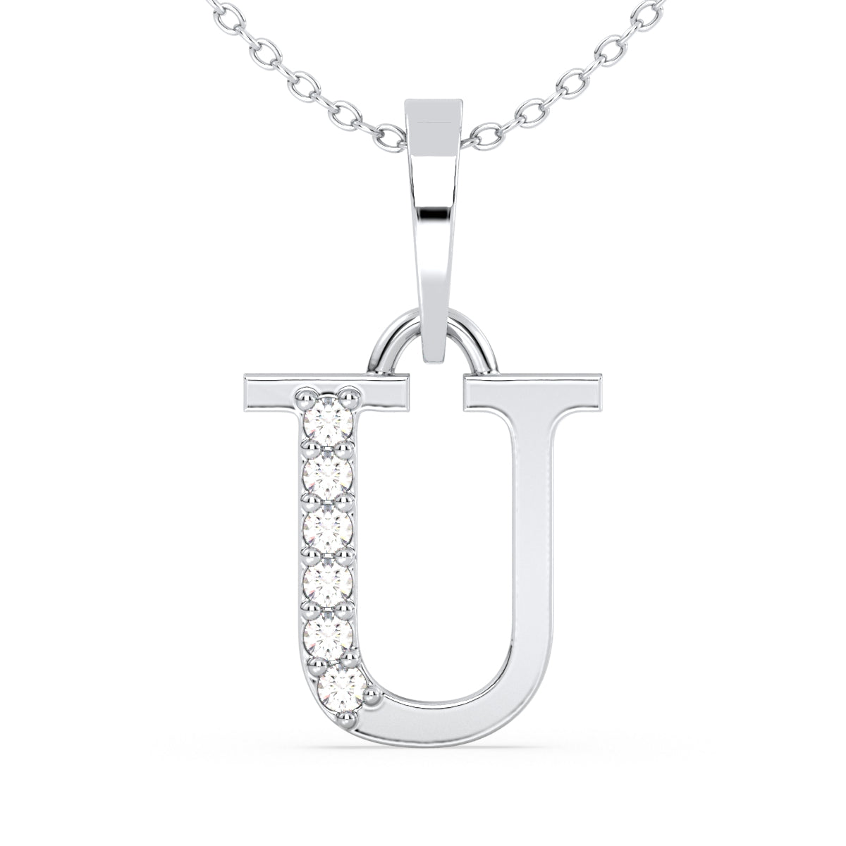 THEA LETTER 'U' DIAMOND PENDANT, GOLD