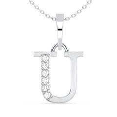 THEA LETTER 'U' LAB GROWN DIAMOND ALPHABET PENDANT, GOLD