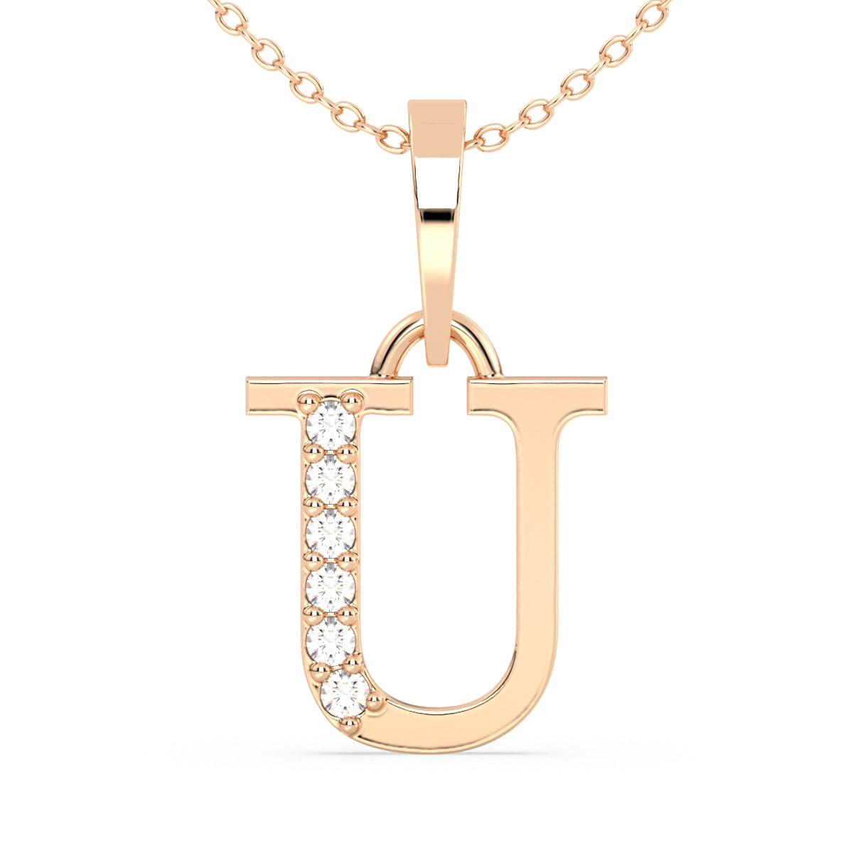 THEA LETTER 'U' DIAMOND PENDANT, GOLD