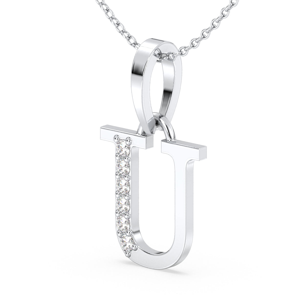 THEA LETTER 'U' DIAMOND PENDANT, GOLD