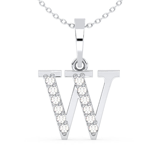 THEA LETTER 'W' DIAMOND PENDANT, GOLD