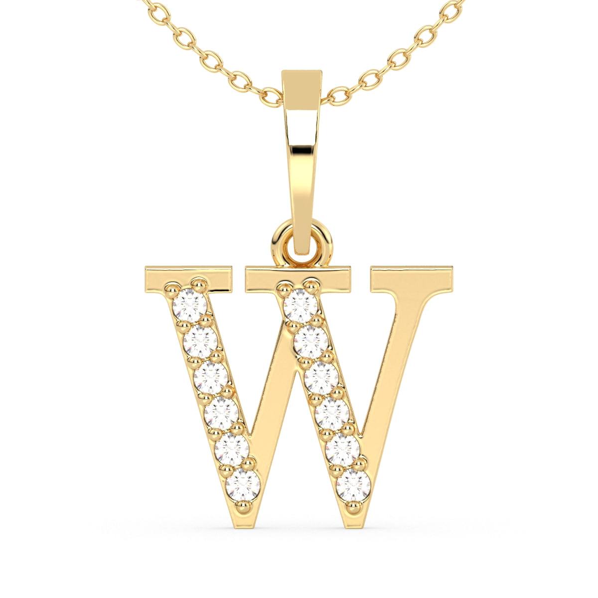 THEA LETTER 'W' DIAMOND PENDANT, GOLD