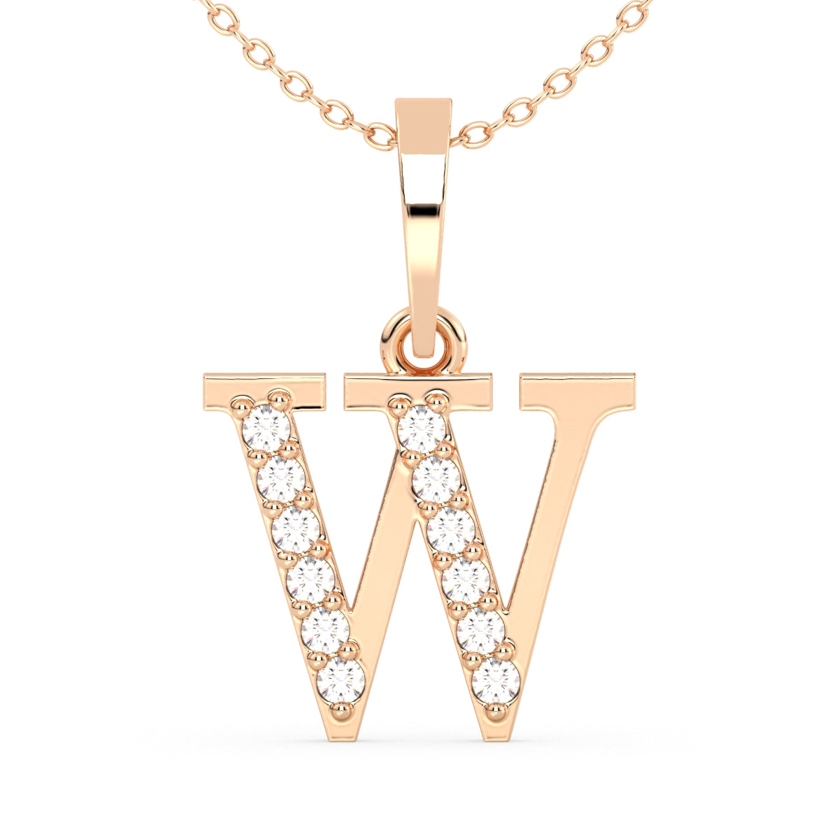 THEA LETTER 'W' DIAMOND PENDANT, GOLD