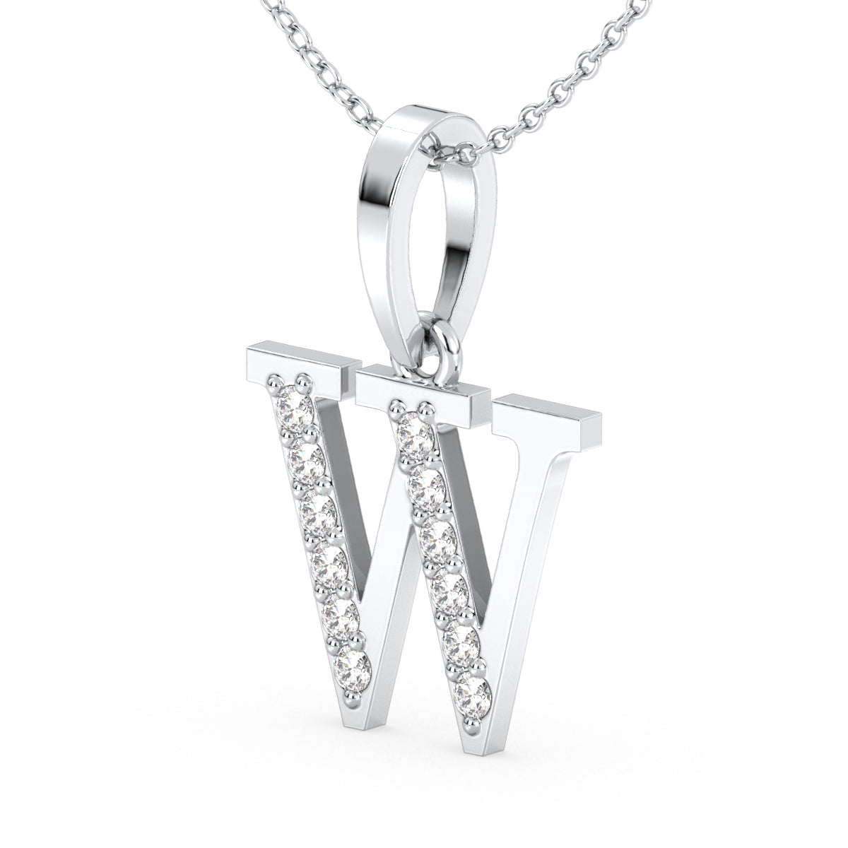 THEA LETTER 'W' DIAMOND PENDANT, GOLD