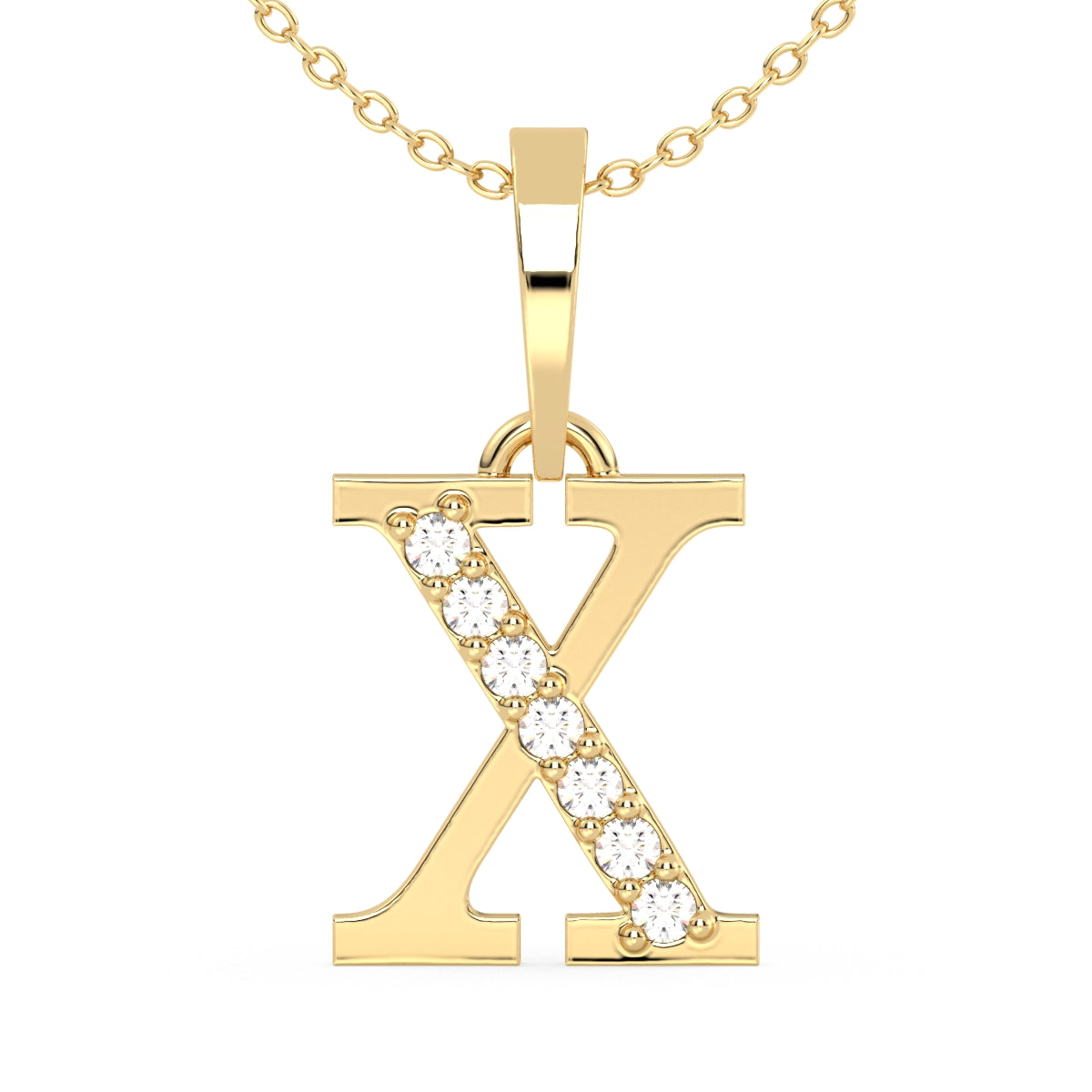 THEA LETTER 'X' DIAMOND PENDANT, GOLD