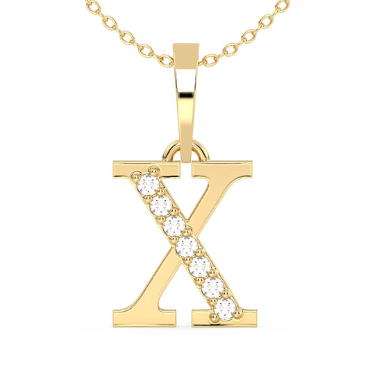 THEA LETTER 'X' DIAMOND PENDANT, GOLD