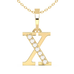 THEA LETTER 'X' LAB GROWN DIAMOND ALPHABET PENDANT, GOLD