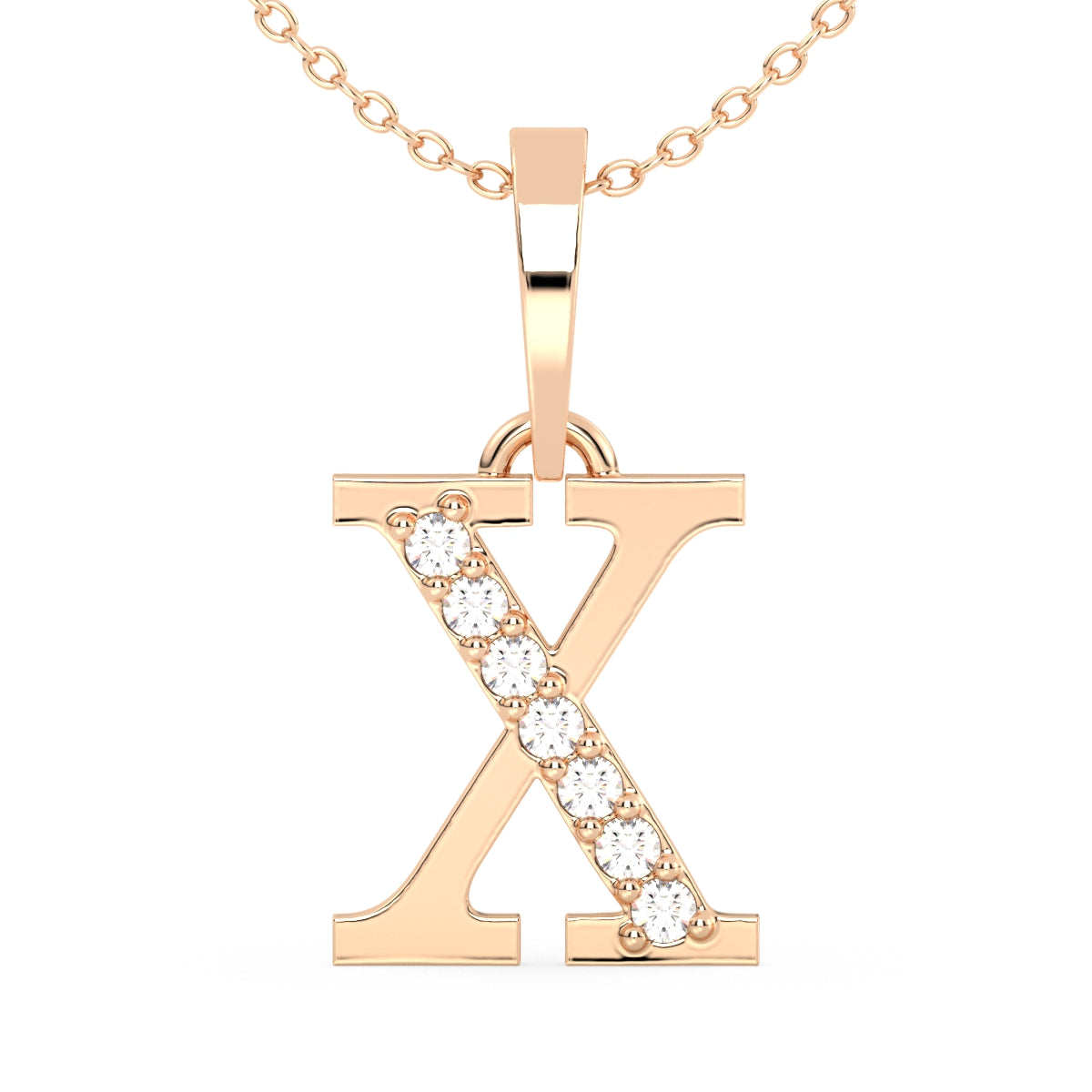 THEA LETTER 'X' DIAMOND PENDANT, GOLD