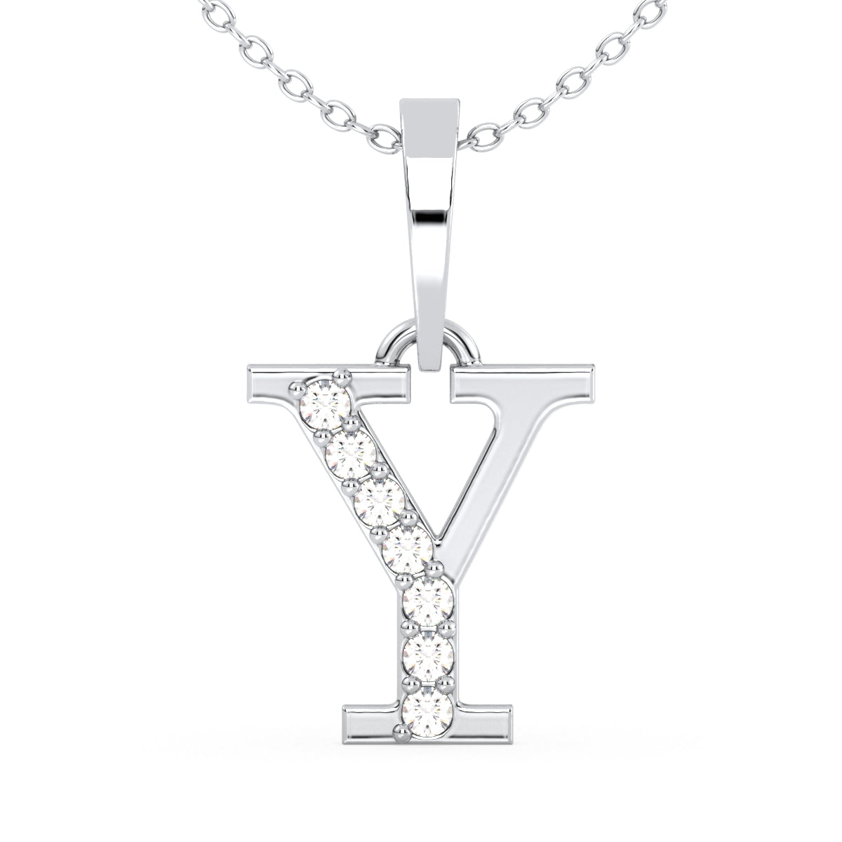 THEA LETTER 'Y' DIAMOND PENDANT, GOLD