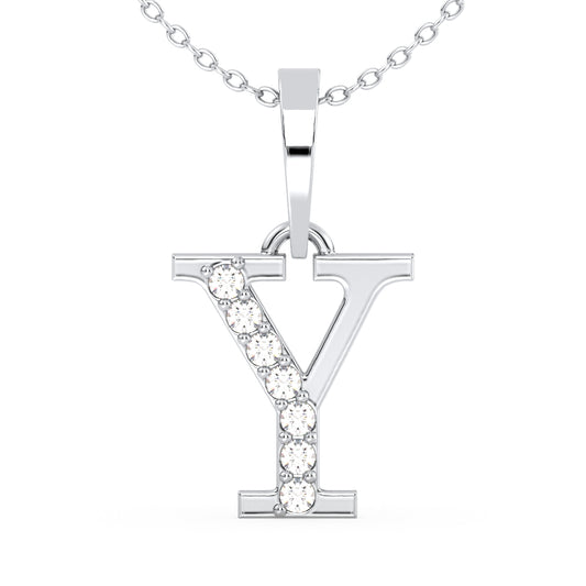 THEA LETTER 'Y' DIAMOND PENDANT, GOLD