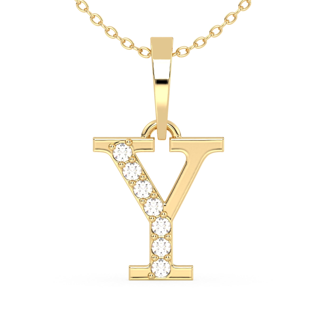 THEA LETTER 'Y' DIAMOND PENDANT, GOLD