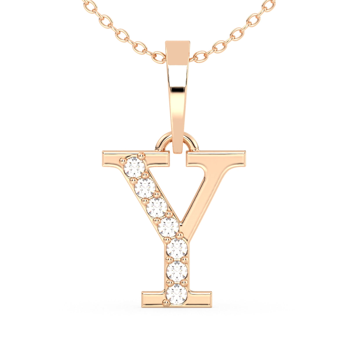 THEA LETTER 'Y' DIAMOND PENDANT, GOLD