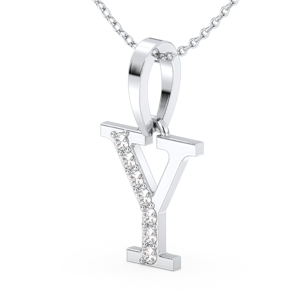 THEA LETTER 'Y' DIAMOND PENDANT, GOLD