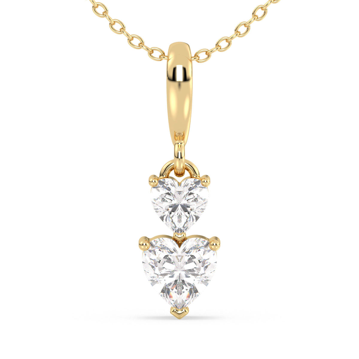 CLEMENCE DUAL HEART DIAMOND PENDANT, GOLD