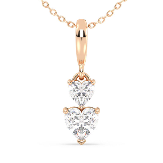 CLEMENCE DUAL HEART DIAMOND PENDANT, GOLD