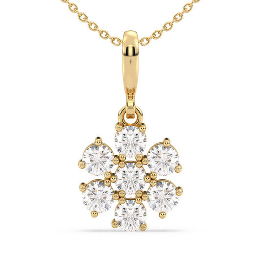 CLARETTE FLORAL ROUND DIAMOND PENDANT, GOLD