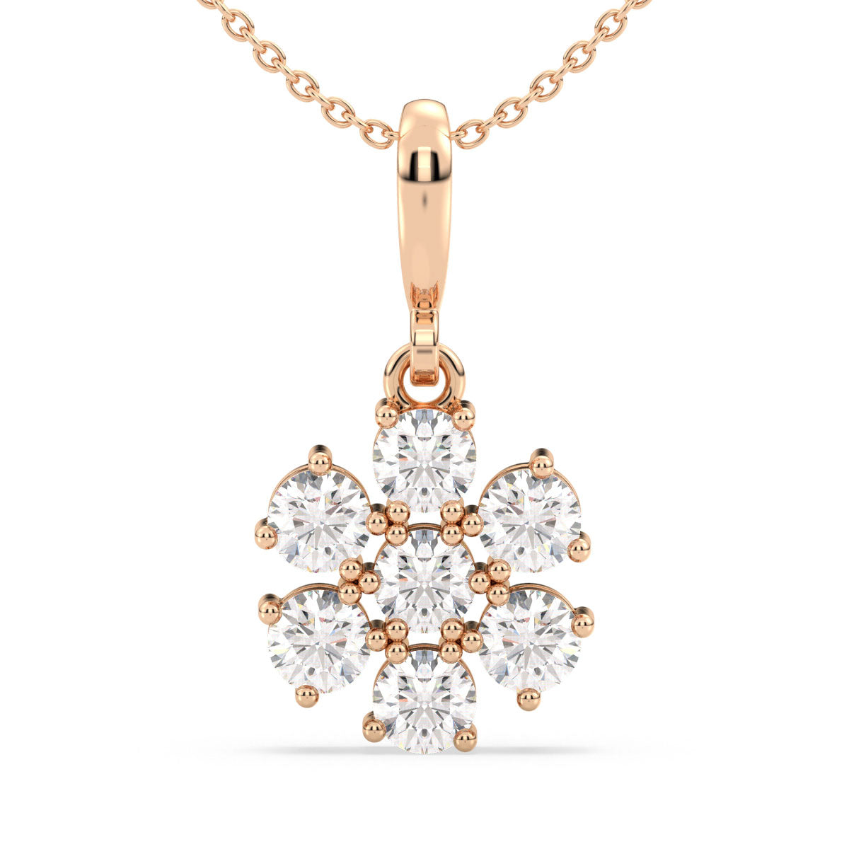 CLARETTE FLORAL ROUND DIAMOND PENDANT, GOLD