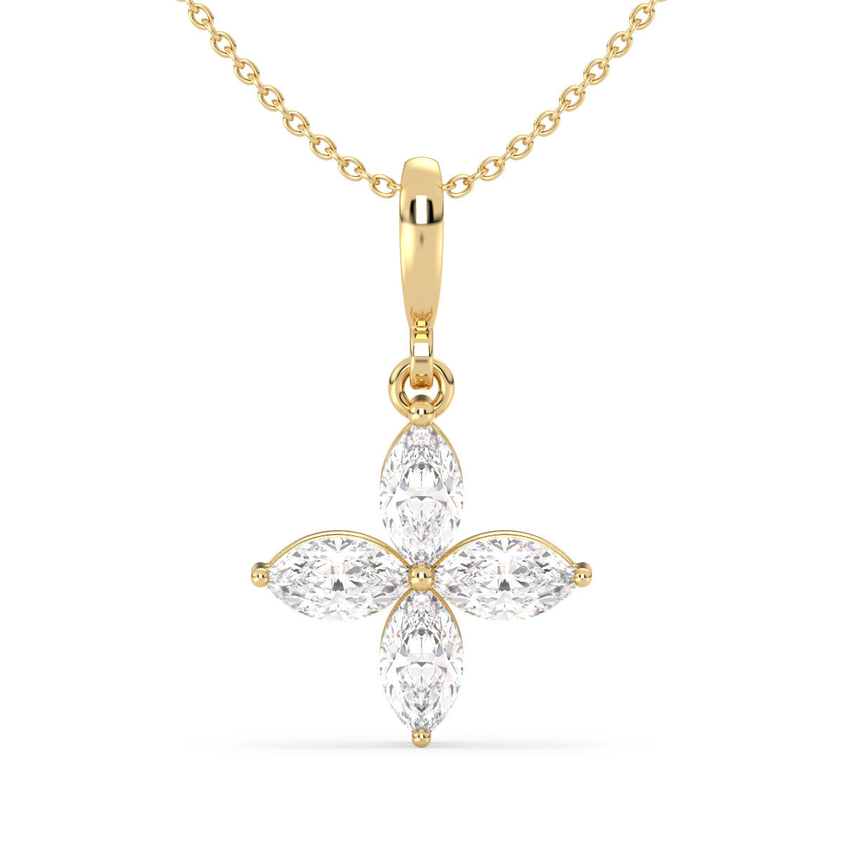 LILETTA MARQUISE CUT FOUR LEAF PENDANT, GOLD