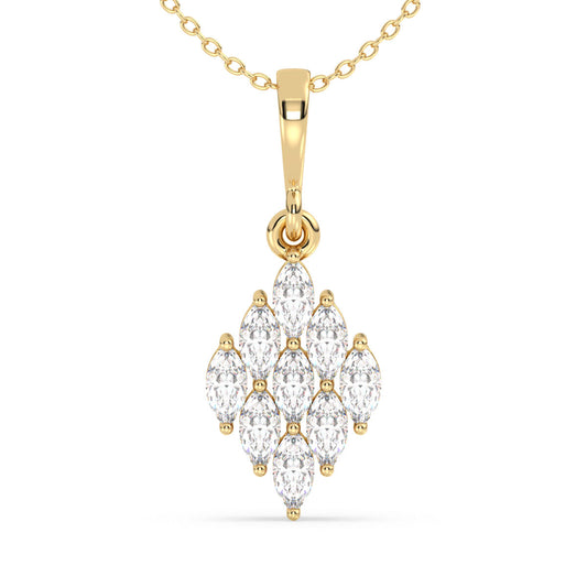 LILETTA MARQUISE CUT DIAMOND CLUSTER PENDANT, GOLD