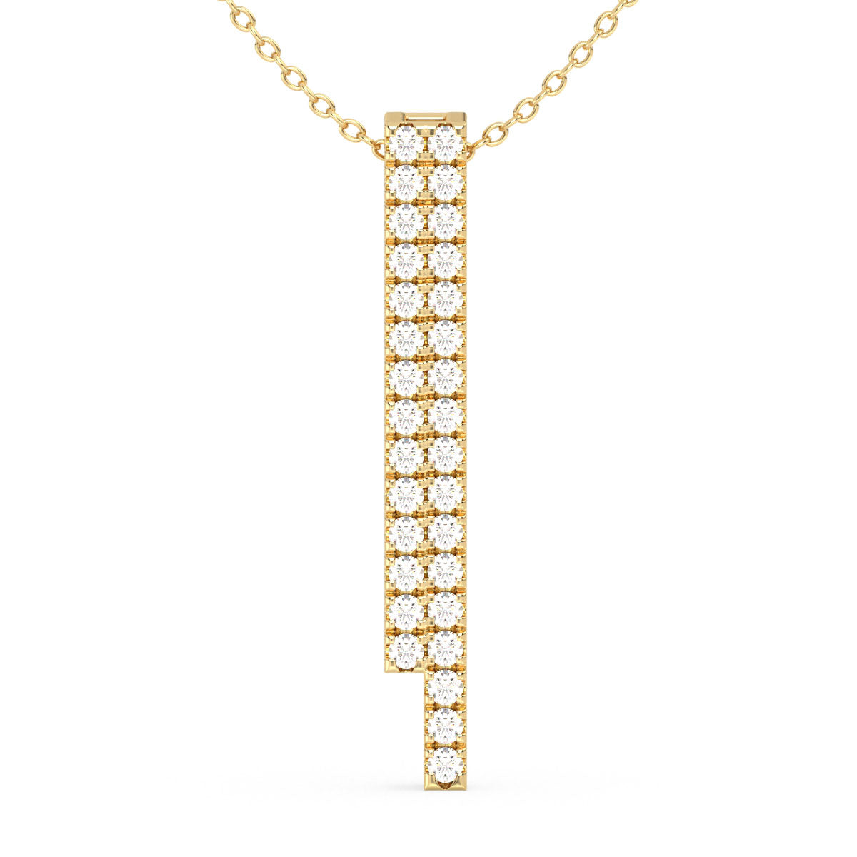 CLARETTE DOUBLE ROW ROUND DIAMOND STUDDED PENDANT, GOLD