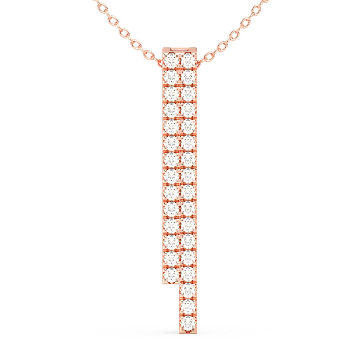 CLARETTE DOUBLE ROW ROUND DIAMOND STUDDED PENDANT, GOLD