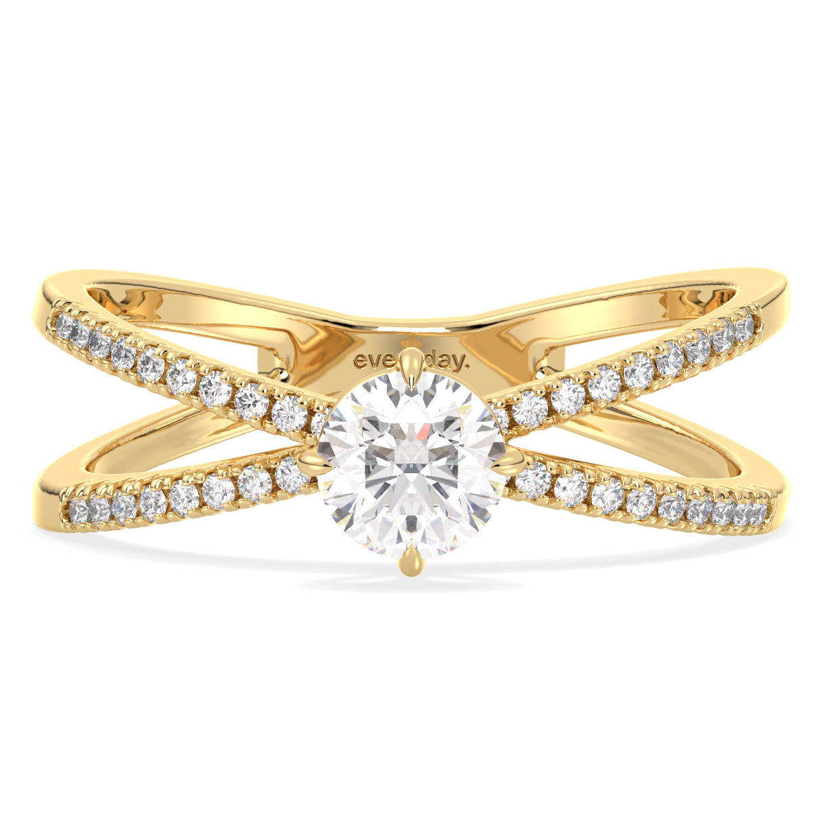 DAISY ROUND CUT SOLITAIRE INFINTY RING, GOLD