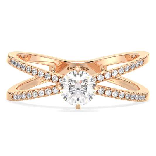 DAISY ROUND CUT SOLITAIRE INFINTY RING, GOLD