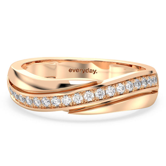 SOPHIA ROUND DIAMOND STUDDED TWISTED BAND, GOLD