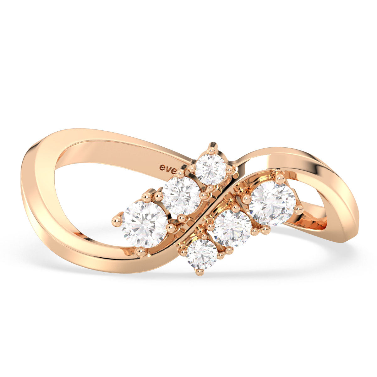 SOPHIA CURVED SHANK RING WITH ROUND DIAMONDS, GOLD