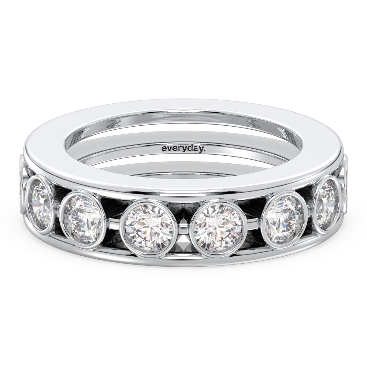 SOPHIA BEZEL SET ROUND DIAMOND LAYERED BAND, GOLD