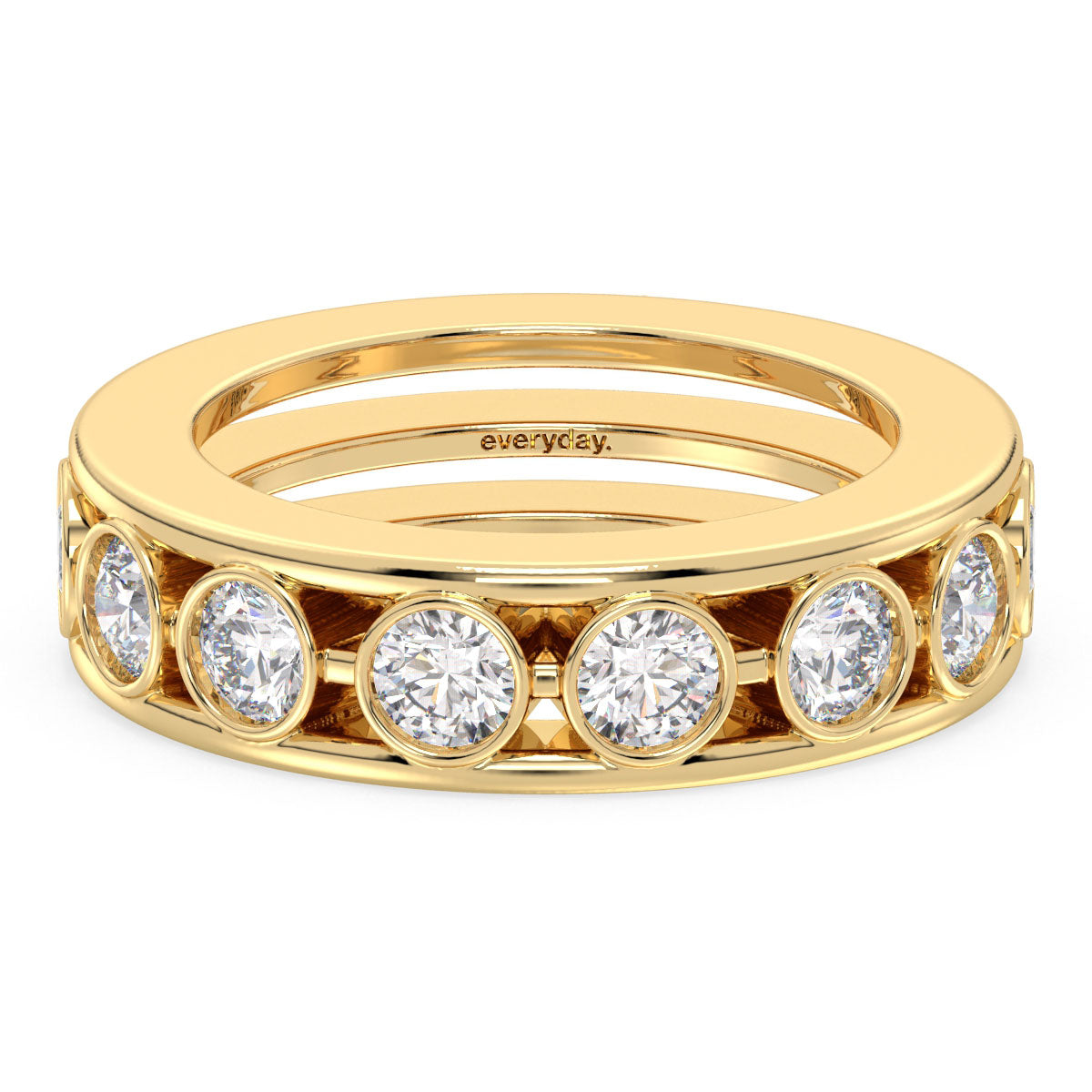 SOPHIA BEZEL SET ROUND DIAMOND LAYERED BAND, GOLD