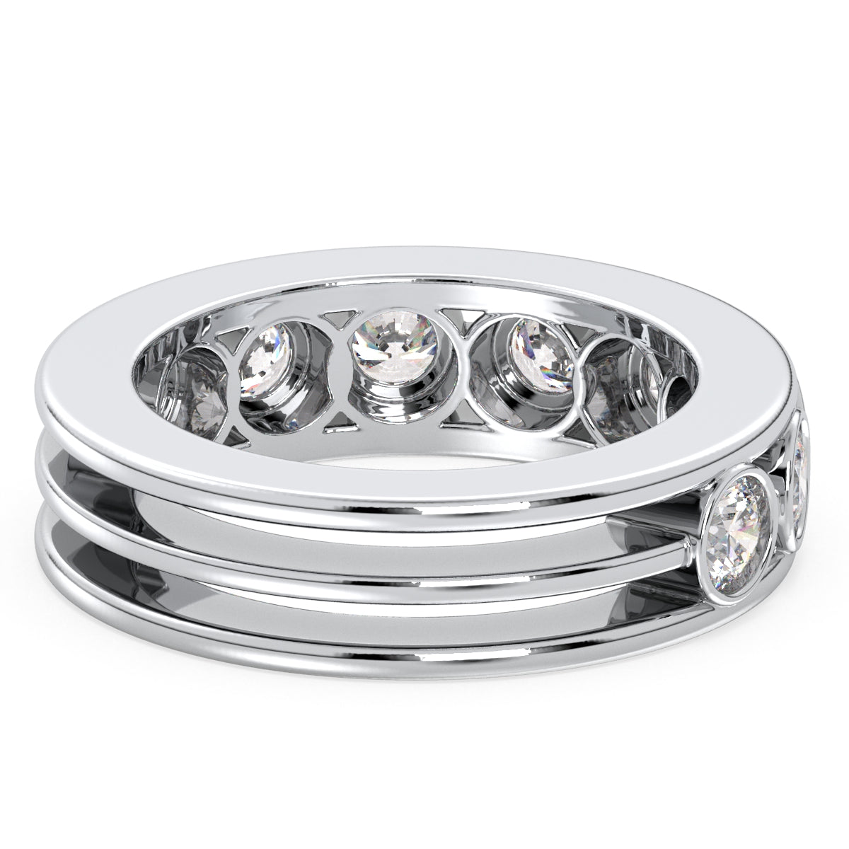 SOPHIA BEZEL SET ROUND DIAMOND LAYERED BAND, GOLD